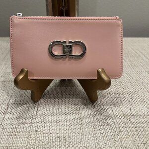 Ferragamo Calfskin Gancini Card Holder Nylund Pink